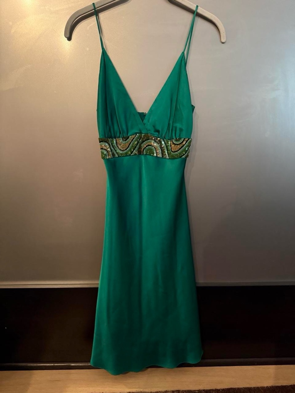 Vintage Silk Y2K Julie Brown Dress with Sequin Detail